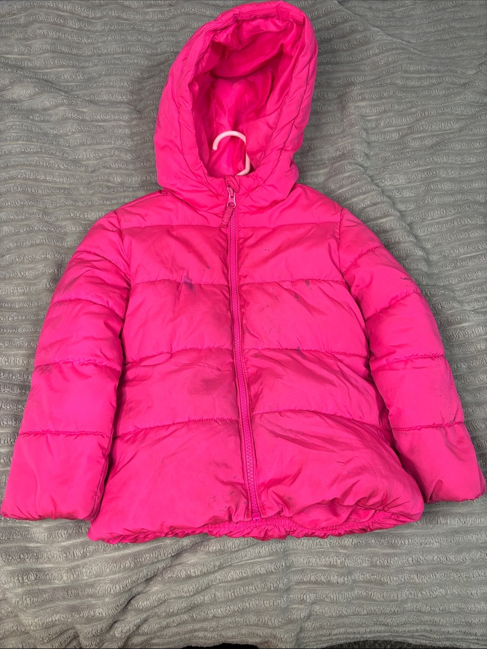 Girls' Hot Pink Hooded Puffer Jacket
